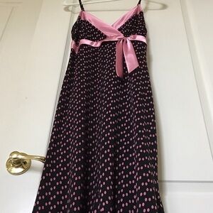 Pink Polka Dot Dress with Bow - Size M